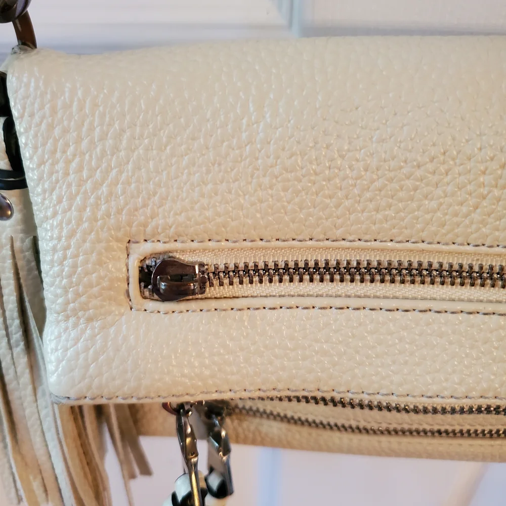 Black Rivet - Cream - Crossbody Bag with Silver Accents - Boho